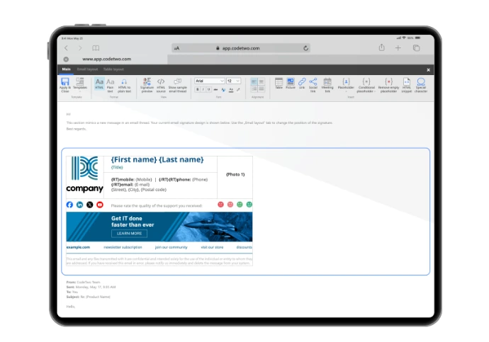 World's best HTML signature template editor